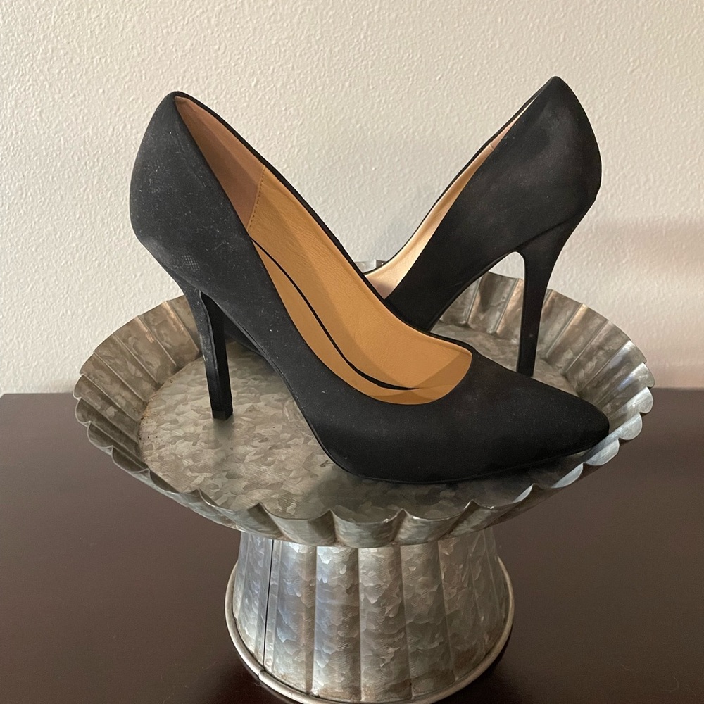 Black suede heels